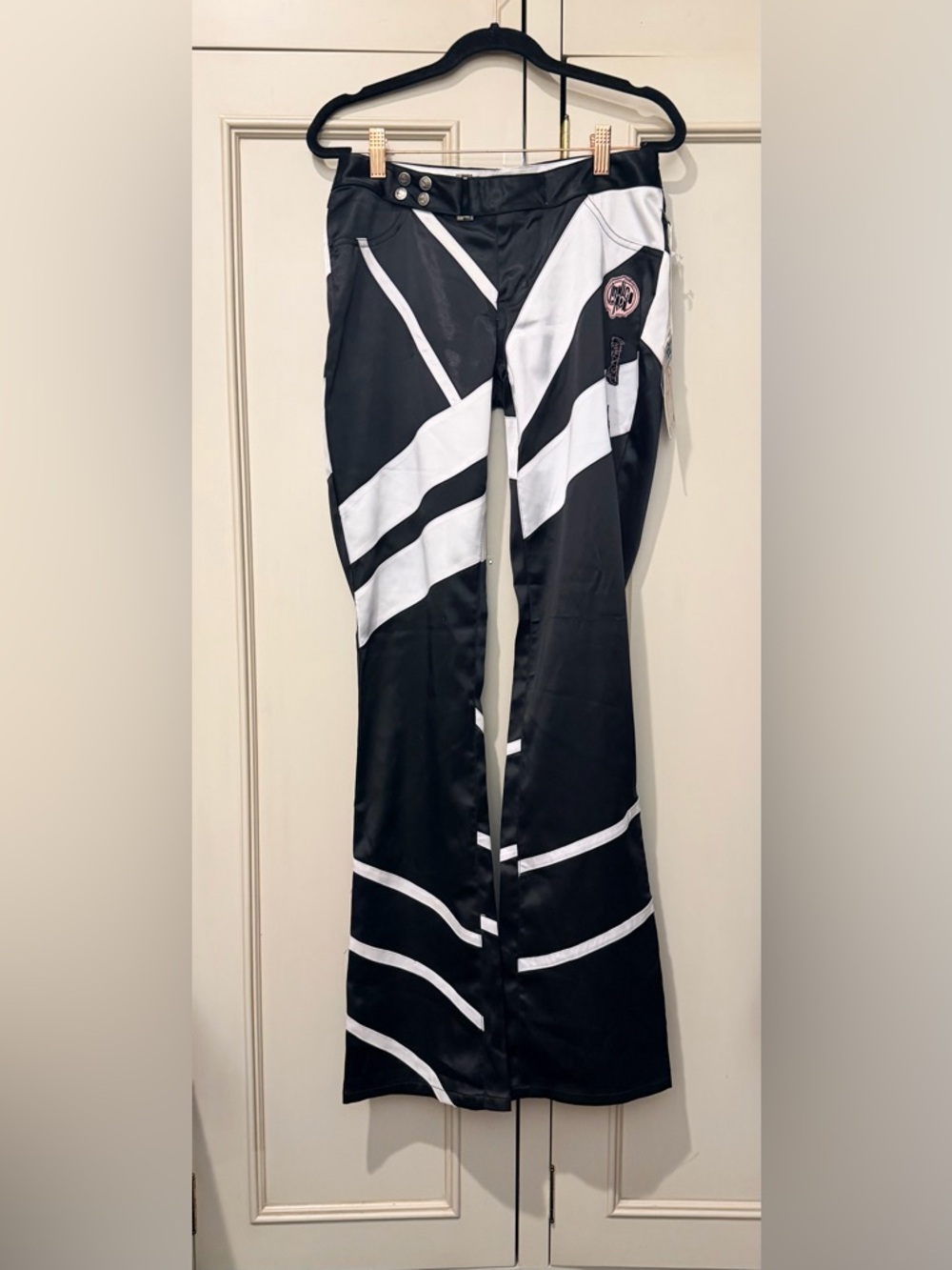 Indigo Red Black and White Striped Satin Pants. Brand New with Tags Size 28
